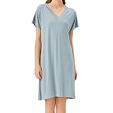 Modal One Piece Medium Rock Damen Lose und Bequem Nachthemd, blau, XXL
