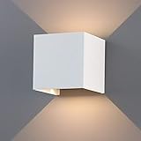 K-Bright 7W LED Wandleuchte Wandlampe mit einstellbar Abstrahlwinkel Design,100 * 100 * 100 mm,Wasserdichte IP 65 LED Wandbeleuchtung innen/außen,Aluminum Warmeweiß