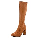 Winterstiefel Damen Stiefeletten Sexy Overknee Stiefel Herbst Stiefel Round Toe Lange Stiefel Britischer Stil Schneestiefel Flach Absatz Ladies Stiefeletten Elegante Frauen Biker B