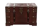 Truhe 00387S Abschließbar MIT Schloss und Schlüssel Holztruhe, Schatzkiste,Kiste, Piratenkiste, Kleinmöbel,Holz (Größe XL : 60 x 35 x 38 cm)