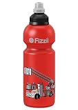 Fizzii Kinder- und Freizeittrinkflasche 600 ml (auslaufsicher bei Kohlensäure, schadstofffrei, spülmaschinenfest, Motiv: Feuerwehr)