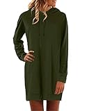 YOINS Sweatshirt Damen Langer Kapuzenpullover Langarm Hoodie Pullover mit Tasche Pulli Kleider Strickjacke Lange Tops Mantel Armee grün XXL