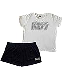 KISS Pyjamas Band Logo Infill Nue offiziell Damen Weiß & Schw