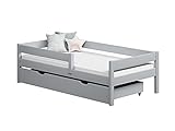 Children's Beds Home - Einzelbett Filip – für Kinder und Kleinkinder – Größe 180 x 80 cm, Farbe grau, Schublade großes Einzelbett, Matratze 12 cm hohe Widerstandsfähigkeit S