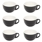 Gastro Spirit - 6-teiliges Cappuccino-XL-Tassen / Kaffee-Tassen Set - Schwarz, 280 ml, Porzellan, dickwandig, spülmaschinenfest, italienisches Desig