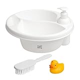 Baby waschschüssel mit drei Kammern und Zubehör - für Babybad ab 0 Montaten Wickeltisch-Organisator, Farbe:Weiß, Zubehör:MIT Zubehö