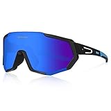 Queshark Fahrradbrille, TR90 Unbreakable Frame Polarisierte Sportsonnenbrille, Fahrradbrille für Männer Frauen mit 3 Wechselobjektiven, zum Fahren Angeln Glof Baseball Laufen CE Z