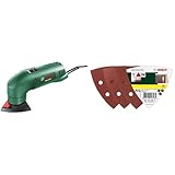 Bosch Deltaschleifer PDA 180 (im Karton) + 25tlg. Schleifblatt-Set verschiedene Materialien für Deltaschleifer (Körnung 60/120/240, 6 Löcher)