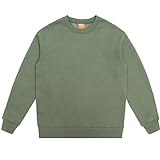 ZHDBD Herren-Sweatshirt mit Rundhalsausschnitt, Langarm, einfarbig, lässig, Pullover, entspannte Passform, Oberteile, Grün-XXL