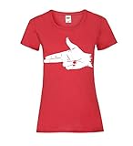 Handpistole Frauen Lady-Fit T-Shirt Rot XL