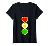 Damen kurdistan Flagge kurdi Azadi Herz T-Shirt mit V