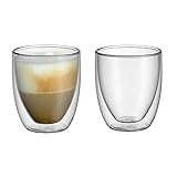 WMF Kult doppelwandige Cappuccino Gläser Set 2-teilig, doppelwandige Gläser 250ml, Schwebeeffekt, Thermogläser, hitzebeständiges Teeglas, Kaffeeg