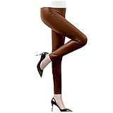 LFYYDS Damen Lederhose Hintern Heben Glänzendes Lederleggings Sexy PU High Waist Schlanke Stretch Leggings für Frauen Blickdicht Lederoptik Leggins Hose Damen Kunstlederhose Lacklegging