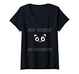 Damen Mein Therapeut Isst Katzenfutter T-Shirt mit V