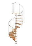 Spindeltreppe Wendeltreppe Montreal, Geschosshöhe: 252-282 cm, Stufen: Buche, Unterkonstruktion: weiß, Durchmesser: 120