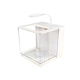 DUTUI Kreatives Kleines Aquarium, Stilles Acrylaquarium Für Das Home Office, Arbeitszimmer, Wohnzimmer, Wasserfreies Goldenes Aquarium, Mit Licht,Weiß