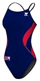 TYR Damen-Badeanzug USA 2012 Olympische Spiele Diamondback Solid Splice, Damen, Marineblau/rot, 38