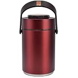 Isolierte Lunch-Behälter 304 Edelstahl Material Doppelter Vakuuminnenraum 2300 ml Fassungsvermögen 3-lagiger Lebensmitteltopf für Arbeitsschule(Rot)