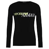 Emporio Armani Herren T-Shirt 111907 0A516, Langarm, Rundhals (Schwarz/Gelbes Logo, S)