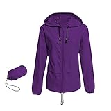 Regenjacke Damen Wasserdicht Atmungsaktiv mit Kapuze Faltbar Leicht Jacke Winddicht Regenmantel Grosse Grössen Windbreaker Kapuzenpullover Übergangsjacke für Wandern Radfahren Camping R