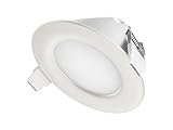 TEVEA® Ultra Flach LED Einbaustrahler IP44 dimmbar für den Wohnbereich |auch für das Bad geeignet| Warmweiß 6W 230V Rahmen weiss Rund Einbauspots Badleuchten (Warmweiss)