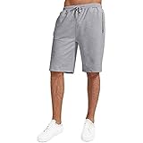 Julhold Herren Jogger Caprihose Jogginghose Sommer Casual Solide Kordelzug Classic Fit Gym Workout Shorts mit Reißverschlusstaschen(Grau,L)