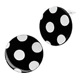 SoulCats® runde Ohrstecker Polka Dots Punkte im 50er 80er Style, Farbe:Schw