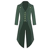 Steampunk Vintage Tailcoat Jacke Gothic Victorian Redingote Uniform Partykostüm, grün, XXL