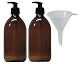 mikken 2 Seifenspender 500 ml Lotionspender aus Braunglas, BPA frei, lebensmittelecht inkl. 1 T