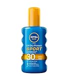 NIVEA SUN UV Dry Protect Sport Sonnenspray LSF 30 (200 ml), 100% transparenter Sonnenschutz speziell für Sportler, schweißresistente & extra wasserfeste S