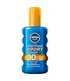 NIVEA SUN UV Dry Protect Sport Sonnenspray LSF 30 (200 ml), 100% transparenter Sonnenschutz speziell für Sportler, schweißresistente & extra wasserfeste S