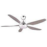 reiga Smart Deckenventilator mit dimmbarer LED Beleuchtung und Fernbedienung, 137CM, 3 Farbtemperaturen & 6 Windgeschwindigkeiten, Timer & DC-Motor, Kompatibel mit Alexa Google Home, Silb