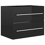 vidaXL Waschbeckenunterschrank Waschtisch Unterschrank Badmöbel Badschrank Badezimmerschrank Badezimmer Hochglanz-Schwarz 60x38,5x48cm Spanp