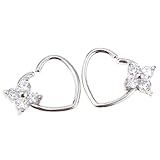 SM SunniMix 2pcs Nasenring Zirkon Hoop Herz Crysrtal Tragus Ohr Piercing Schmuck - Silber 2