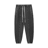 Yikesnt Herrenhose Four Seasons Einfarbig Bequemer und vielseitiger Retro-Stil mit Taschen und Kordelzug Freizeithose für Zuhause L