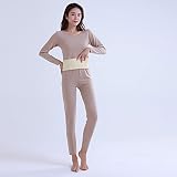 SDCVRE Thermounterwäsche Neue Winter-Heizungs- und Warmhalte-Lange Unterhosen Damen Nahtlose Rundhals Schlank Thermounterwäsche Set,Khaki,XL(45,60KG)