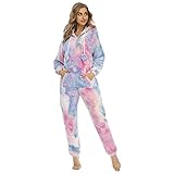 DorDerHEI Damen Jumpsuit Teddy Fleece Einteiler Overall Anzug Flauschig Overall Anzug Flauschig Jumpsuit flauschig und kuschelig weich warm Einteiler Ganzkörperanzug Overall w