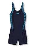 Speedo Boomstar Splice Badeanzug Mädchen, Sportbadeanzug, Schwimmanzug Kinder, Navy/Pool, 128