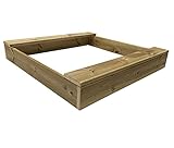 Clamaro 'Basic' Holz Sandkasten 80 x 80 cm extra stabil aus Fichte Massivholz Bohlen (26mm stark, imprägniert), 2 Sitzflächen mit abgerundeten Kanten, verzinkte Schrauben - 100% Made in Germany