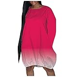 VICIKON Pullover Damen Lang Einfarbig Langarm Oberteil Basic Rundhals Langarmshirts mit Farbverlauf Mädchen Aufdruck Langarmshirt mädchen Sweater Damen Oversized Vintage Christmas Sweater D
