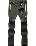 BenBoy Herren Wanderhose Wasserdicht Softshellhose Outdoorhose Winddicht Warm Gefüttert Skihose Snowboardhose Winter Trekkinghose,KZ16607M-Armygreen1-L