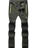 BenBoy Herren Wanderhose Wasserdicht Softshellhose Outdoorhose Winddicht Warm Gefüttert Skihose Snowboardhose Winter Trekkinghose,KZ16607M-Armygreen1-L