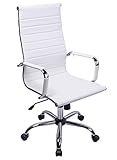 Exofcer Bürostuhl Weiß PU Leder Office Chair Schreibtischstuhl Computerstuhl Höhenverstellbar Chefsessel Drehstuhl (Weiß)