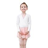 Tancefair Kinder Ballett Wickeljacke Cardigan Tanz Wickeltop Baumwoll-Crossover-Langarmshirt für Mädchen D