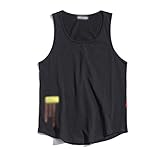 FENXIXI Tanktop für Herren, Baumwolle, lässig, locker, Oversized, Fitness, Sommer, Strand, Bodybuilding, Workout, Tanktop (Farbe: Schwarz, Größe: L Code)