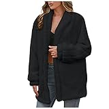 TWIFER Damenmode Reine Farbe Langarm Mantel Strickjacke Plüsch Warmer W