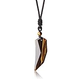 coai Geschenkideen Spitzer Anhänger aus Gelbem Tigerauge Amulett Halskette für Damen und H