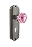 Nostalgisches Lager 722747 Deco Teller mit Schlüsselloch Single Schnuller Kristall Pink Glas Tür Knauf in Antik Z