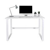 hjh OFFICE 830079 Schreibtisch 120x60 cm WORKSPACE Light I Weiß schmaler Computertisch mit Stahlg