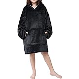 wenyujh Hoodie Kinder Decke Poncho Sweatshirt mit Kapuzenpullover Decke Sweatshirt mit großer Fronttasche warm Decke Kapuzenhandtuch für Jungen Mädchen (One Size, B-4#)